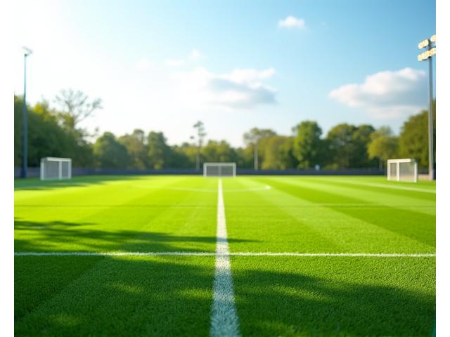 Campo de treino de futebol relvado com equipamento de treino específico para jovens