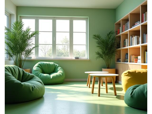 Sala de estudo e descanso para jovens futebolistas