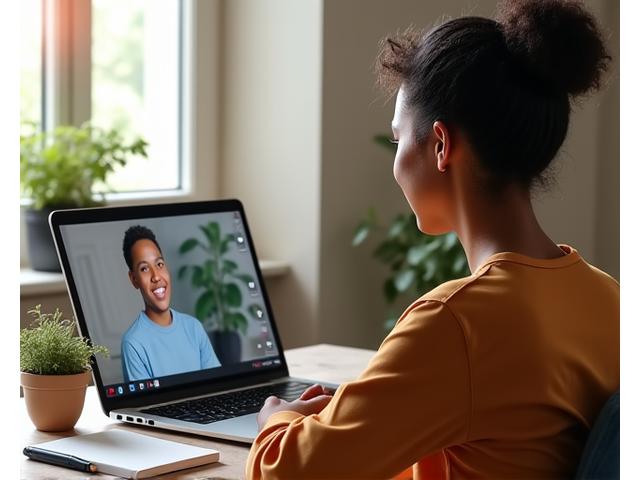 Família a assistir a um webinar para pais