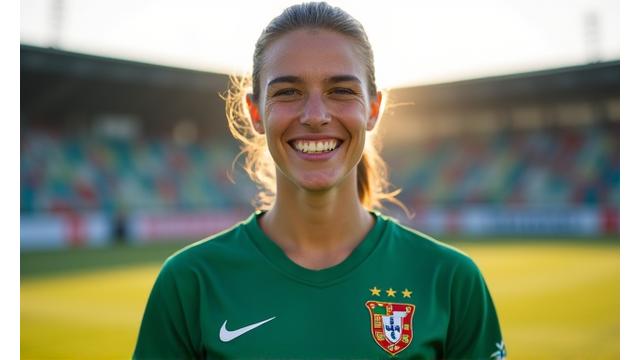 Inês Lopes com a camisola da seleção nacional, sorrindo