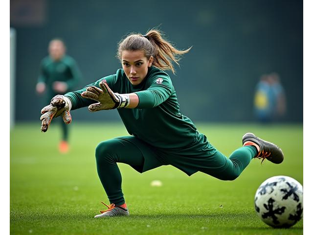 Guarda-redes a defender um remate durante um treino específico