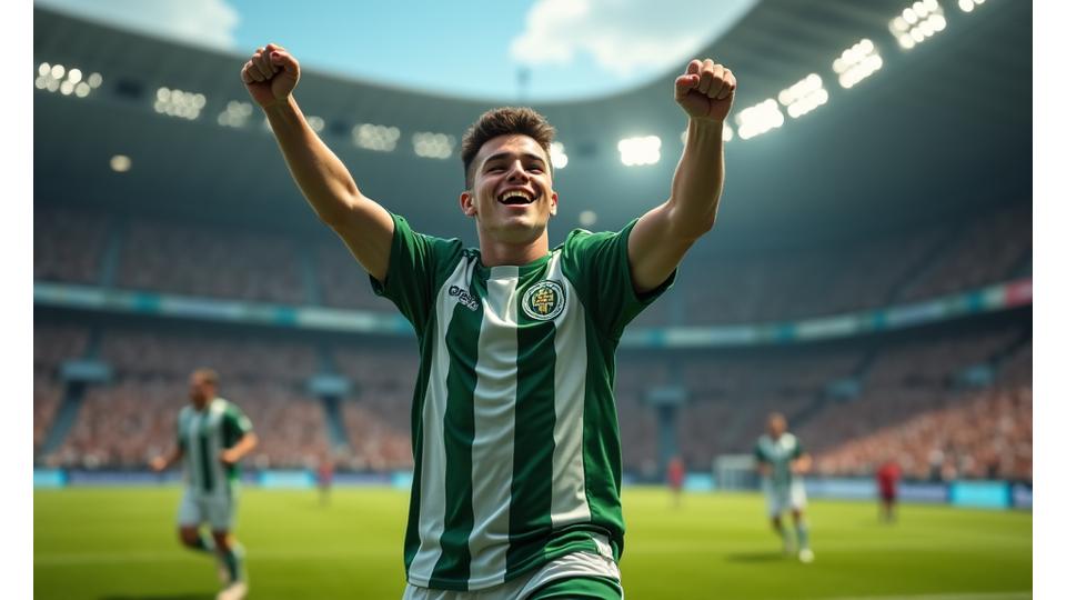 João Silva a celebrar um golo em campo com a camisola do Sporting CP