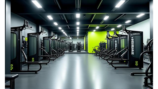 Ginásio moderno com equipamento de fitness para atletas