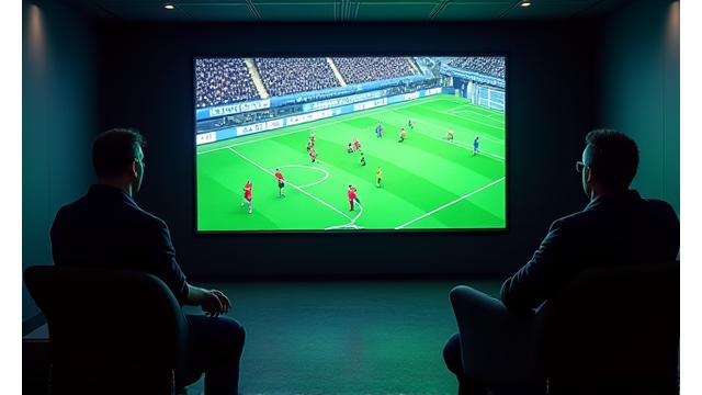 Sala de análise de vídeo com ecrã grande e assentos